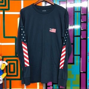 NWT Billabong American Flag Long Sleeve